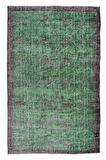 196x305 Cm El Dokuması Yeniden Boyanmış Eski Türk Halısı, Modern Yeşil El Yapımı Yünlü Halı