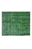 200x325 Cm El Dokuması Yeniden Boyanmış Eski Türk Halısı, Modern Yeşil El Yapımı Yünlü Halı