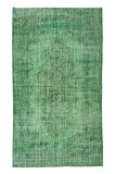 167x280 Cm El Dokuması Yeniden Boyanmış Eski Türk Halısı, Modern Yeşil El Yapımı Yünlü Halı