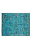 191x302 Cm El Dokuması Yeniden Boyanmış Eski Türk Halısı, Modern Mavi El Yapımı Yünlü Halı