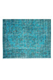 191x302 Cm El Dokuması Yeniden Boyanmış Eski Türk Halısı, Modern Mavi El Yapımı Yünlü Halı