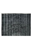 207x305 Cm El Dokuması Yeniden Boyanmış Eski Türk Halısı, Modern Siyah El Yapımı Yünlü Halı