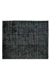 170x277 Cm El Dokuması Yeniden Boyanmış Eski Türk Halısı, Modern Siyah El Yapımı Yünlü Halı