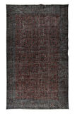 196x321 Cm El Dokuması Yeniden Boyanmış Eski Türk Halısı, Modern Kırmızı El Yapımı Yünlü Halı