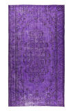 173x308 Cm El Dokuması Yeniden Boyanmış Eski Türk Halısı, Modern Mor El Yapımı Yünlü Halı
