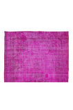 195x309 Cm El Dokuması Yeniden Boyanmış Eski Türk Halısı, Modern Pembe El Yapımı Yünlü Halı