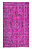 172x292 Cm El Dokuması Yeniden Boyanmış Eski Türk Halısı, Çağdaş Pembe El Yapımı Yünlü Halı