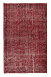 175x277 Cm El Dokuması Yeniden Boyanmış Eski Türk Halısı, Modern Kırmızı El Yapımı Yünlü Halı