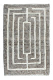 183x275 cm El Dokuması Tülü Halı, El Yapımı Bej ve Gri Geometrik Halı, 100% Yün, Oturma Odası Halısı