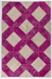 200x300 Cm El Yapımı Renkli Patchwork Halı, El Dokuma Bej Ve Pembe Renkli Peçvörk Alan Halısı