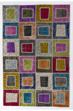 204x305 cm Modern El Dokuması Çok Renkli Otantik Tarzda Patchwork Halı