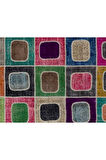 244x305 Cm Çok Renkli Modern El Dokuması Kare Desenli Modern Patchwork Halı