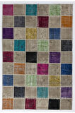 200x300 cm Çok Renkli El Dokuması Patchwork Halı, Geometrik Desenli Patchwork