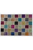200x300 cm Çok Renkli El Dokuması Patchwork Halı, Geometrik Desenli Patchwork
