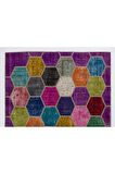 213x305 cm Çok Renkli El Dokuması Patchwork Halı, Otantik Renkli Halı, Renkli Peçvörk