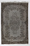 170x250 cm Gri Renkli Madalyon Ve Çiçek Desenli Sade Isparta Halısı