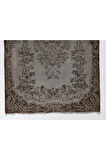 170x250 cm Gri Renkli Madalyon Ve Çiçek Desenli Sade Isparta Halısı