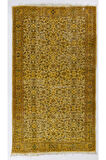 160x275 cm Sarı Renkli Anadolu Halısı, %100 El Yapımı Modern Boyalı Halı