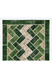 196x294 cm Yeşil Tonlarda El Dokuması Modern Patchwork, Geometrik Desenli Patchwork