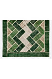 196x294 cm Yeşil Tonlarda El Dokuması Modern Patchwork, Geometrik Desenli Patchwork