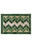 196x294 cm Yeşil Tonlarda El Dokuması Modern Patchwork, Geometrik Desenli Patchwork