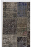 152x247 cm El Dokuması, Gri Tonlarda Patchwork Halı, Otantik, Modern Halı
