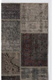 152x247 cm El Dokuması, Gri Tonlarda Patchwork Halı, Otantik, Modern Halı