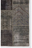152x247 cm El Dokuması, Gri Tonlarda Patchwork Halı, Otantik, Modern Halı