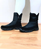  Kadın Siyah Kar Bot Su Geçirmez Fermuarlı Rahat ve Esnek Konforlu Kaliteli Ortopedik Kaymaz Taban