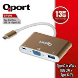 Q-TV03 Q-TV03 TYPE-C TO VGA+USB 3.0+TYPE-C (F) 1920*1080P ÇEVİRİCİ CONVERTER