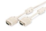 AK-310103-030-E VGA Monitör Kablosu, DSUB 15 erkek <=> DSUB 15 erkek, 3 metre, CU, 3Coax/7C, AWG28, 2x ferrite filtreli, UL, bej renk