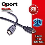 Q-HDMI3  Q-HDMI3 to HDMI3 1.4 3D 3 METRE ALTIN UÇLU KABLO