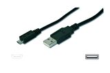 USB bağlantı kablosu, tip A-micro B M/M, 1.8m, USB 2.0 uyumlu, bl AK-300127-018-S