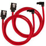 CC-8900284 Premium Sleeved SATA 6Gbps 60cm 90° Connector Cable — Red