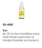 GI-490Y G1400 G2400 G3400 Sarı Tanklı Murekkep
