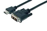HDMI adaptör kablosu, Tip A-DVI (18+1) M/M, 2,0m, Full HD, bl AK-330300-020-S