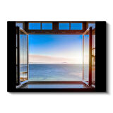 Deniz Manzarası - Pencereden Sonsuzluğa Açılan Huzur Kanvas Tablo