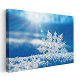 Kristal Kar Tanesi - Mavi Gökyüzü Altında Parıldayan Doğa Mucizesi Kanvas Tablo