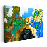 Yatay Kanvas Tablo Çoklu Biyom Maceraları Minecraft Tablosu Ev Ofis Salon Duvar Dekoru