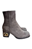 Antrasit Hakiki Süet Deri İçi Sıcak Astar Topuklu Bot
