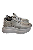 Gri Hakiki Deri Comfort Taban Sneaker