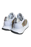 Beyaz Hakiki Deri  Hasır Desenli Comfort Taban Bağcıklı Sneaker