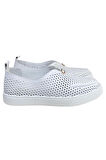 Beyaz Hakiki Deri Delikli Hafif Comfort Taban Sneaker