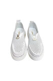 Beyaz Hakiki Deri Delikli Hafif Comfort Taban Sneaker