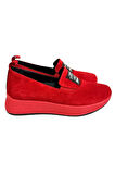 Kırmızı Hakiki Süet Deri Comfort Taban Sneaker