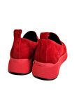 Kırmızı Hakiki Süet Deri Comfort Taban Sneaker