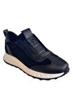 Siyah Hakiki Deri Süet Comfort Taban Sneaker