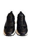 Siyah Hakiki Deri Süet Comfort Taban Sneaker