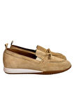 Camel Hakiki Deri Süet Fiyonk Detay Comfort Taban Loafer  