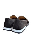 Kahve Hakiki Deri Süet Toka Detay Comfort Taban Spor Loafer